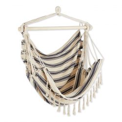 Fringed Blue  Cream Ticking Stripe Hammock Chair 