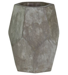 Cement Pot with Hexagonal Top and Bottom with Pentagonal Body, Large, Gray