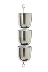 3 Tier Metal Hanging Planter with Round Pots, Silver