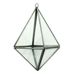 Metal Geometric Shaped Terrarium with Ring Holder, Gray