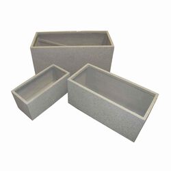 3 Piece Rectangular Fiber Cement Planter with Mosaic Pattern, Gray
