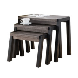 Showcasing Modern End Table, Set of 3, Gray and Black