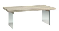 Conventional Coffee Table, Clear Glass & Oak Brown