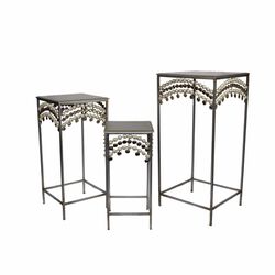 Set Of 3 Metalic Accent Table, Silver