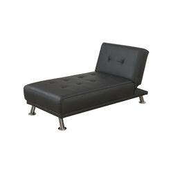 Faux Leather Adjustable Chaise with Chromed Leg, Black