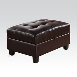 Leatherette Upholstered Tufted Ottoman with Storage, Black