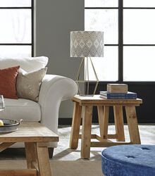 Pine Wood End Table with Trestle Reinforced Sawhorse Base, Brown