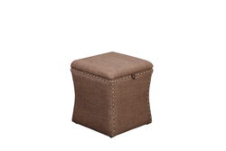 Fabric Upholstered Lift Top Storage Wooden Ottoman with Nail headDecorative Base, Brown