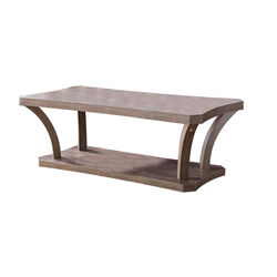 Wooden Coffee Table with Concave Legs and 1 Open Shelf, Brown