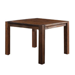 Square Wooden Center Table with Block Legs, Brick Brown