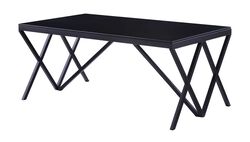 Contemporary Style Metal Coffee Table with Geometric Base, Black