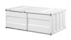 Industrial Style Metal Cargo Coffee Table with Openable Door, White