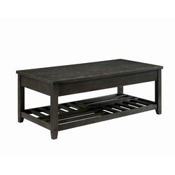 Transitional Wooden Lift Top Coffee Table with Open Shelf, Brown