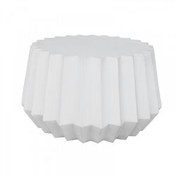 Icositetragon Concrete Coffee Table with Multiple Faceted Sides, White