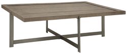 Plank Top Rectangular Cocktail Table with Straight Metal Legs, Gray