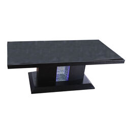 Contemporary Coffee Table with Etched Glass Panel, Black