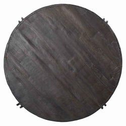 Round Cocktail Table with Tubular Metal Base, Brown and Gray
