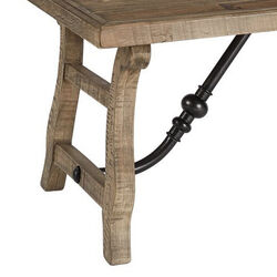 Rectangular Cocktail Table with Ladder Style Legs and Metal Braces, Brown