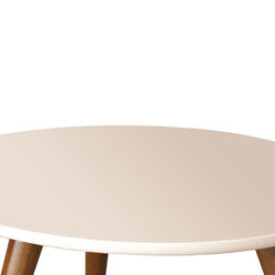 24 Inch Round Wooden Coffee Table with Splayed Legs, White and Brown