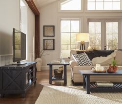 Pine Wood Coffee Table with Exposed Hardware, Brown