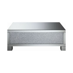 Contemporary Style Metal Coffee Table with Crystal Accents, Silver