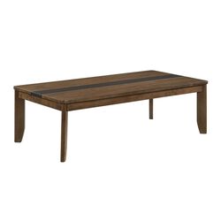 15 Inch Wooden Coffee Table with Chamfered legs, Brown