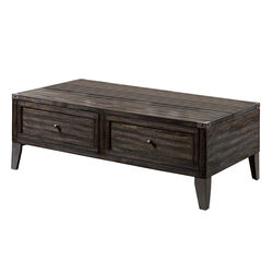 Lift Top Wooden Coffee Table with 2 Drawers, Brown