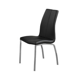 Contemporary Faux Leather Upholstery Dining Chair, Set Of 4, Black And Chrome