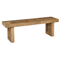 Rectangular Reclaimed Wood Frame Bench with Sled Base, Brown