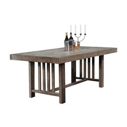 Rectangular Grained Wooden Dining Table with Slatted Side Panels, Brown
