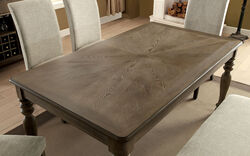 Rectangular Shaped Wooden Dining Table with Turned Legs, Brown