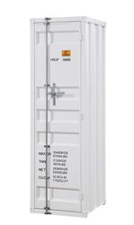 Industrial Style Metal Wardrobe with Recessed Door Front, White