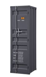 Industrial Style Metal Wardrobe with Recessed Door Front, Gray