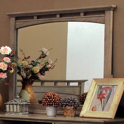 Loxley Transitional Style Mirror In Weathered Oak Finish