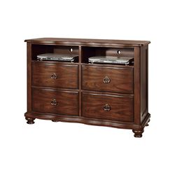 Rectangular Wooden TV stand with 3 Drawers and Open Shelf, Black