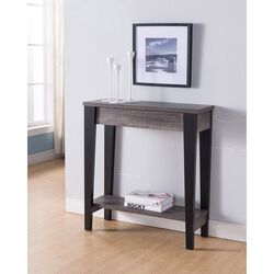 Wooden Console Table With Bottom Shelf, Black And Gray