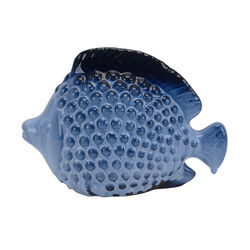 CeramicDecorative Fish Figurine with Embossed Dots, Blue