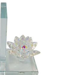 Glass Made Lotus Statuette Bookend, Pair of 2, Clear