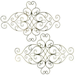 Metal WallDecor With Intricate Scroll Work Design, Assortment of Two, Gray