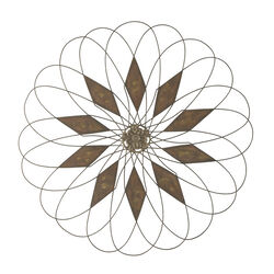 Blooming Flower Shape Indoor and Outdoor Metal Wall Decor, Rustic Brown
