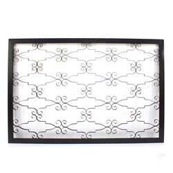 Rectangular Metal Frame Wall Decor with Curved Design Accents, Black