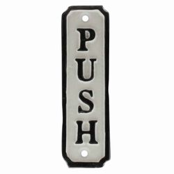 Modern Designed Metal Tablet with PUSH Sign and Holes, Black and White