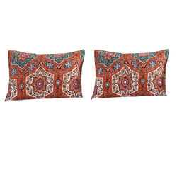 36 x 20 Polyester King Size Sham with Medallion and Floral Motif, Red