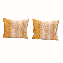 26 x 20 Fabric Reversible Pillow Sham with Floral Motif, White and Orange - BM223387