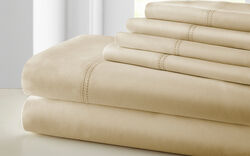 Tours 6 Piece Cotton Full Size Sheet Set with Double Hem The Urban Port, Beige