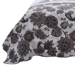 Tagus 2 Piece Fabric Twin Quilt Set with Floral and Paisley Print, White and Gray