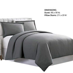 Horten 3 Piece Full Size Microfiber Duvet Set The Urban Port, Charcoal Gray