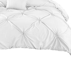 8 Piece King Polyester Comforter Set with Diamond Tufting, White