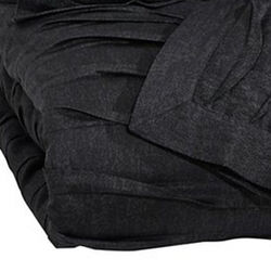 3 Piece Fabric Queen Duvet Cover Set with Imperfect Folded Design, Black