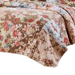 Rome 3 Piece Microfiber Reversible Floral Print King Quilt Set, Multicolor